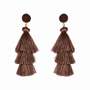 Dobbi HDE-2484BR Acrylic Druzy Post Tassel Drop Dangling Earrings ( Va