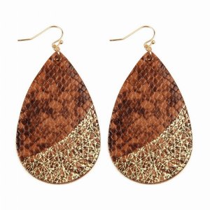 Dobbi CE2013BR Snake Skin  Fish Hook Teardrop Drop Dangling Earrings (