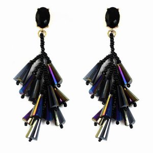 Dobbi CER4053BKBKD Acrylic Bead Round Drop Dangle Post Earrings ( Vari