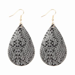 Dobbi HDE2620GY Snake Skin Leather Teardrop Dangle Earrings ( Variety 