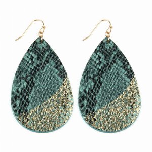 Dobbi CE2013GR Snake Skin  Fish Hook Teardrop Drop Dangling Earrings (