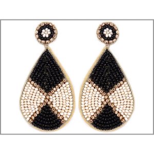 Dobbi 13-2768Black Colorful Teardrop Beaded Drop Dangling Earrings ( V