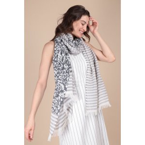 Saachiwholesale 130235 Penelope Paisley Striped Scarf (pack Of 1)