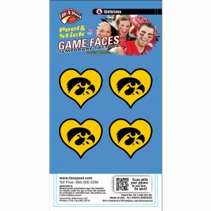 Innovative WCHRT26R IOWA Waterless Peel  Stick Temporary Tattoos Fan-a