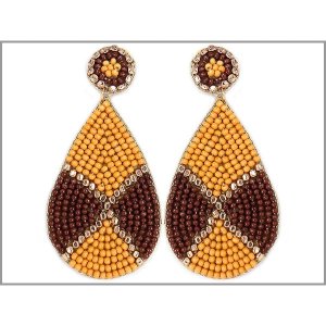 Dobbi 13-2768Mustard Colorful Teardrop Beaded Drop Dangling Earrings (