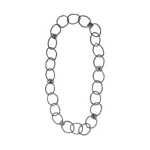 Saachiwholesale 608081 Matte Black Beaded Circle Necklace (pack Of 1)