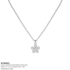 Dobbi NF1006SICL Dainty Flower With Stone Pendant Necklaces By  ( Vari