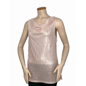 Island T556-2032-RG4 Sleeveless Crawl Neck Shimmer Glitter Top (pack O