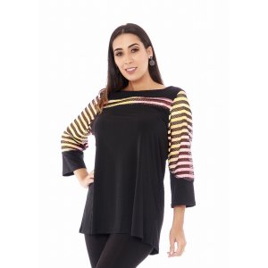 Island T561-1012-P3 Scoop Neck Color Block Combo 34 Sleeve Tunic (pack