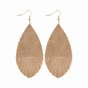 Dobbi HDE2442LBR Grunge Tone Fringed Drop Leather Earrings ( Variety O