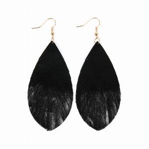 Dobbi HDE2442BKS Grunge Tone Fringed Drop Leather Earrings ( Variety O