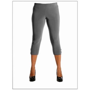 Island P001-G-P1 Capri Length Legging. Three Button Trim At The Leg Op