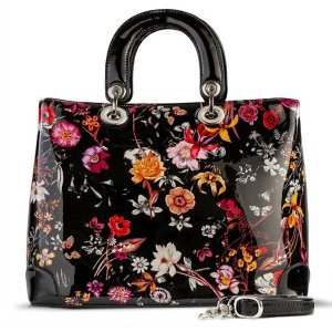 Bravo BH93-0873 Night Blossom Flower Print Lightweight Black Leather H