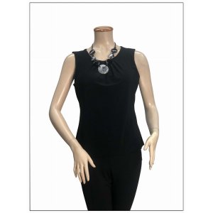 Island T624-B5 Elegant Pleated Scoop Neck Sleeveless Top (pack Of 1)