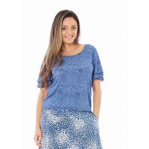 Island T560-1262-P3 Double Ruffle Bell Sleeves Scoop Neck Top (pack Of