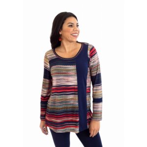 Island T506-N4 Scoop Neck Long Sleeve Color Print Block Tunic (pack Of