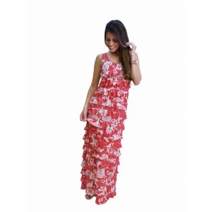 Island D211-60883 Ruffle Maxi Dress Sleeveless Printed (pack Of 1)