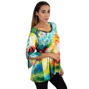 Island T557-20343 Button Detail 34 Sleeve Back Open Tunic (pack Of 1)