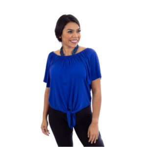 Island T509-RO4 Asymmetrical Off Shoulder Top With A Knot Detail (pack