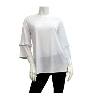 Island T461-WHT2 Ruffle 34 Sleeve Tunic Top (pack Of 1)