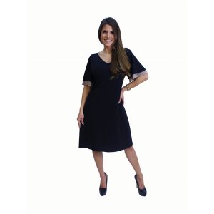 Island D078-B-P1 Double Layered Bell Sleeves Knee Length Midi Dress (p