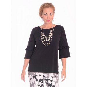 Island T461-BLK4 Ruffle 34 Sleeve Tunic Top (pack Of 1)