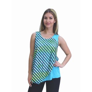 Island T540-1011-SE5 Asymmetrical V-neck Multi-media Sleeveless Top (p