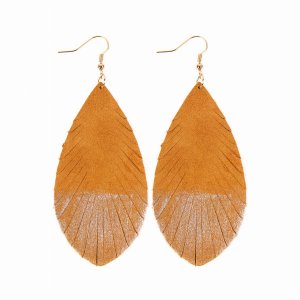 Dobbi HDE2442KH Grunge Tone Fringed Drop Leather Earrings ( Variety Of