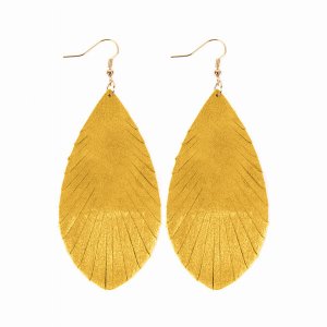 Dobbi HDE2442YW Grunge Tone Fringed Drop Leather Earrings ( Variety Of