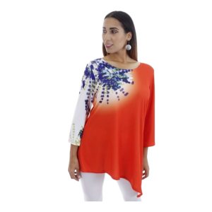 Island T1000-8036-O-P3 Digital Print Asymmetrical Tunic (pack Of 1)