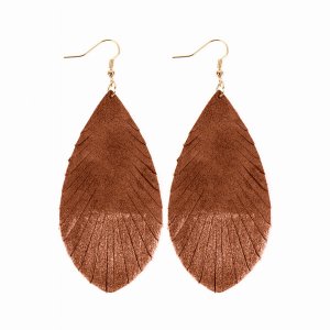 Dobbi HDE2442BR Grunge Tone Fringed Drop Leather Earrings ( Variety Of