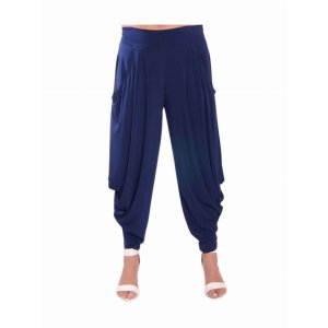 Island P033-NAV2 Pull On Pants With Wide Waist Band And Kangaroo Pocke