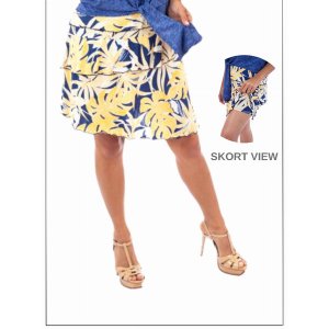 Island SH010-1260-P2 2 Asymmetrical Ruffle Skort With Elasticized Wais