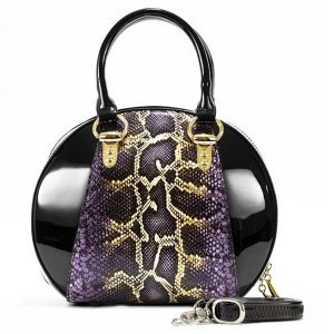 Bravo B15-0293BLK Svetlana Version 2 Python Print Leather Handbag (pac