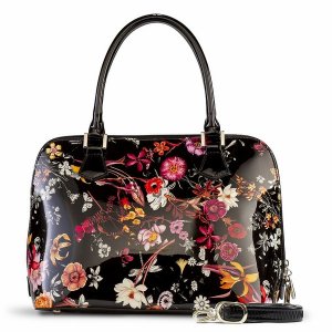 Bravo BH93-2012 Night Blossom Flower Print Lightweight Black Leather H