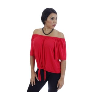 Island T509-R4 Asymmetrical Off Shoulder Top With A Knot Detail (pack 