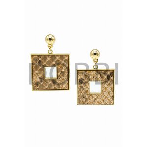 Dobbi KE-001BR Square Snake Skin Drop Earrings (pack Of 1)