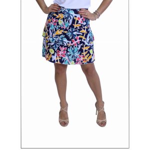 Island SH001-2035-NAV-P3 3 Tier Printed Skort With The Ruffle In The C