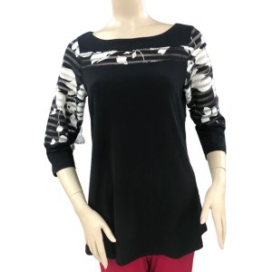 Island T561-B/W-P2 Scoop Neck Color Block Combo 34 Sleeve Tunic (pack 