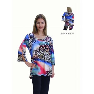 Island T557-60974 Button Detail 34 Sleeve Back Open Tunic (pack Of 1)