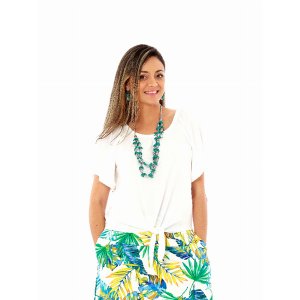 Island T509-I5 Asymmetrical Off Shoulder Top With A Knot Detail (pack 