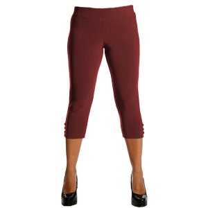 Island P001-BR2 Capri Length Legging. Three Button Trim At The Leg Ope