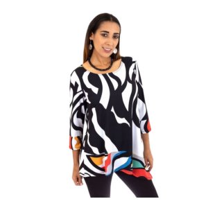 Island T1000-J-10-L-165 Digital Print Asymmetrical Tunic (pack Of 1)