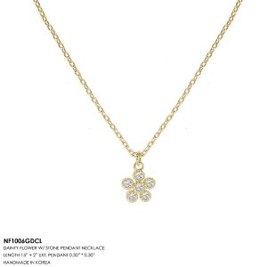 Dobbi NF1006GDCL Dainty Flower With Stone Pendant Necklaces By  ( Vari