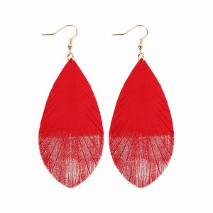 Dobbi HDE2442RD Grunge Tone Fringed Drop Leather Earrings ( Variety Of