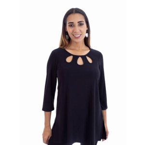 Island 1372-3854 Key Hole Neckline 34 Sleeve Tunic (pack Of 1)