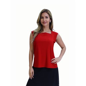 Island T603-RED-P1 Top Queen Anne Neckline Top (pack Of 1)