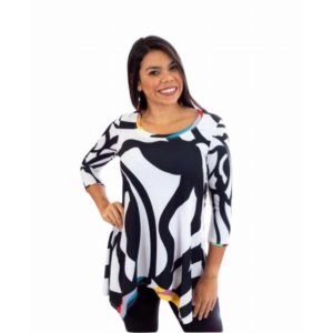 Island T1100-J-10-L-16-P1 Digital Print Asymmetrical Tunic (pack Of 1)