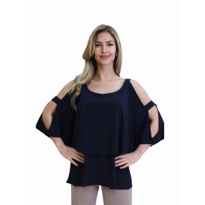 Island T614-B3 Elegant Drape Top With Strappy Sleeve (pack Of 1)