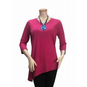 Island T564-RAS5 V - Neck Asymmetrical 34 Sleeve Tunic Top (pack Of 1)